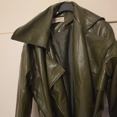Trench coat Vassia Kostara like new, eco leather, green, size S/M