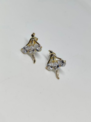 Ballerina Earrings like new, gold color with zircon