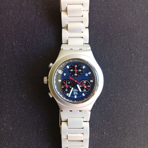 Swatch watch with aluminum case and bracelet like new