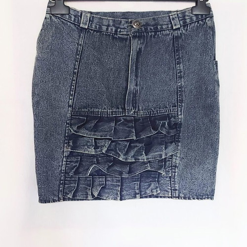 Denim skirt vintage with ruffles, used, size M