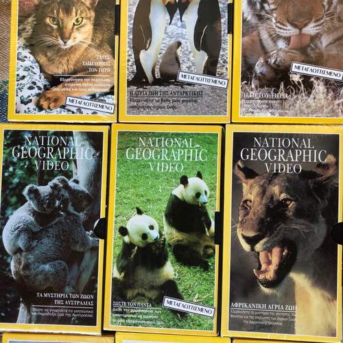 National Geographic video cassettes new, pack of 9 from 1980s