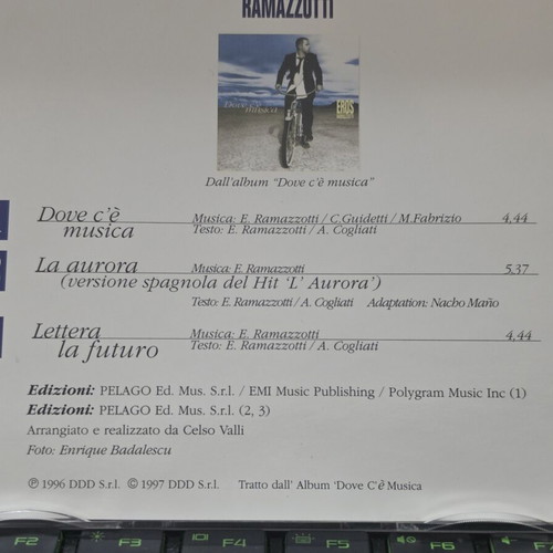 Eros Ramazzotti CD like new, romantic Italian songs
