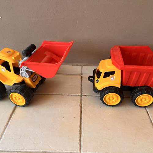 Set of large children's construction trucks like new