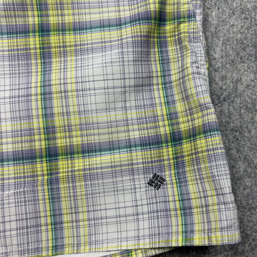 Columbia men's yellow green checked shorts W36 Omni-Shade retro golf preppy like new