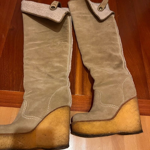 See by Chloe beige suede women's boots used with inner fur, platform