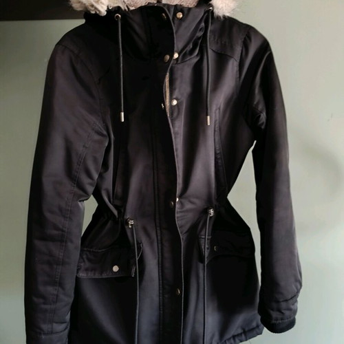 Pull & Bear women's jacket used, black with lining and hood