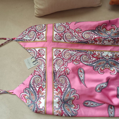 Satin top new, one size, pink multicolor