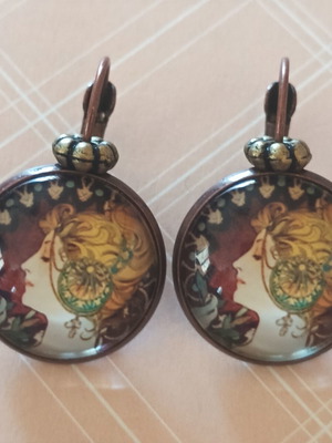 Alphonse Mucha Handmade Earrings Set, Colorful Art Gift