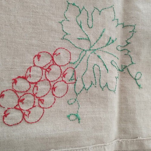 Set of 2 linen embroidered table runners new, traditional Balkan design