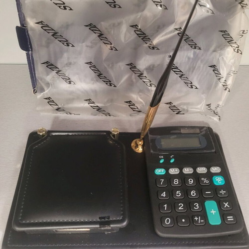 Vintage Sunda desk set new with calculator and pen