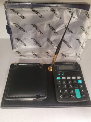Vintage Sunda desk set new with calculator and pen