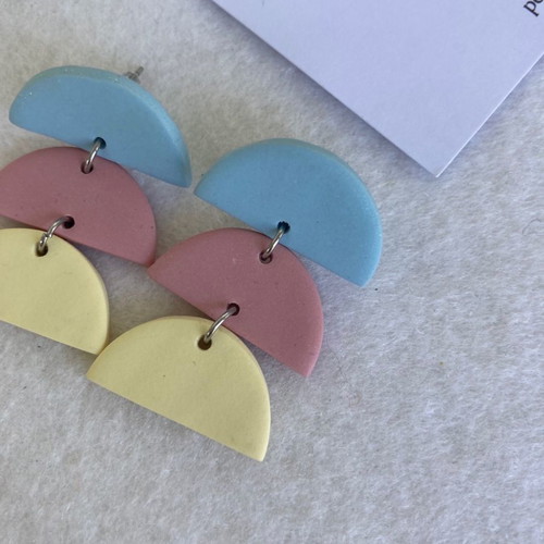 Long colorful handmade clay earrings new