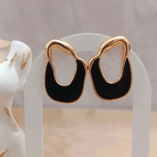 Gold Earrings with Black, Brand New