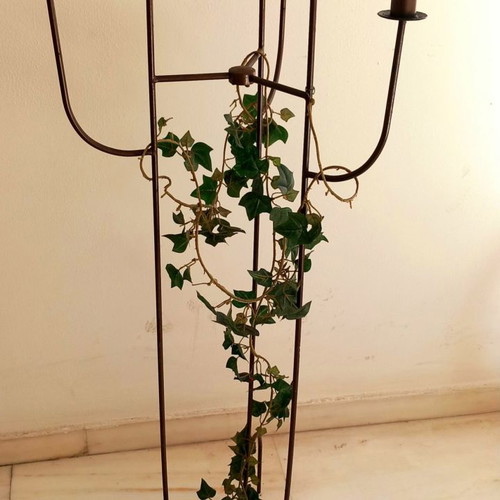Metal floor-standing six-arm candlestick used, height 1.05 m