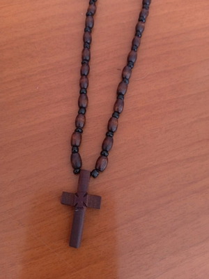 Wooden cross necklace, brown