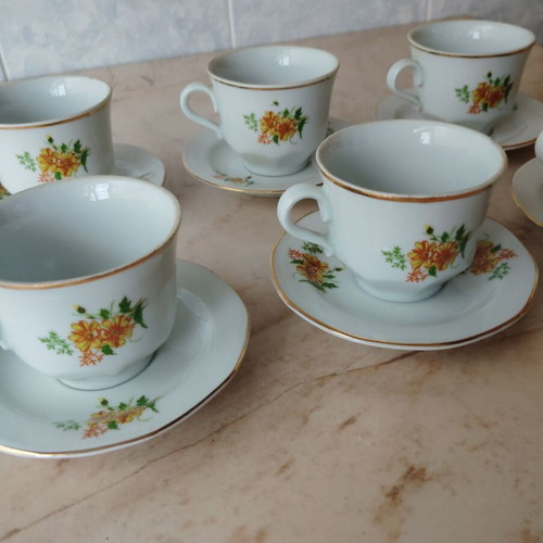 Bulgarian coffee set like new from the 80s, 6 cups with saucers