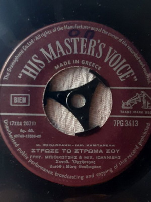 Grigoris Bithikotsis Stroze To Stroma Sou 7" single used, laiko