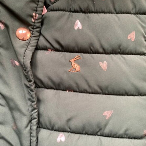 Jules green winter jacket with hood and fleece lining, size 128