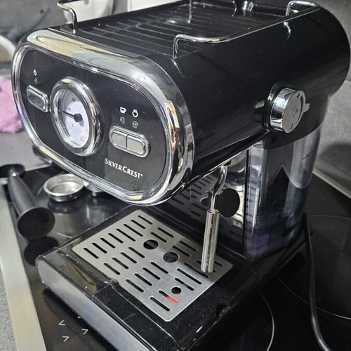 Silvercrest espresso machine, retro vintage design, black with chrome details