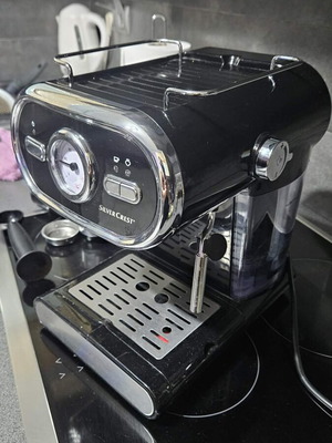 Silvercrest espresso machine, retro vintage design, black with chrome details