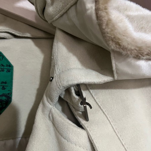 Bitsiani coat men’s with detachable fur collar like new, size 54, beige