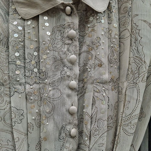 Next Y2K Belted Button Down Shirt with Sequins like new, size S
