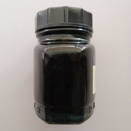 Glass ink bottle Parker Quink Solv-X used with case