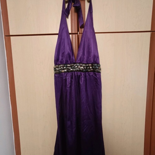 Satin dress like new with stones, size medium