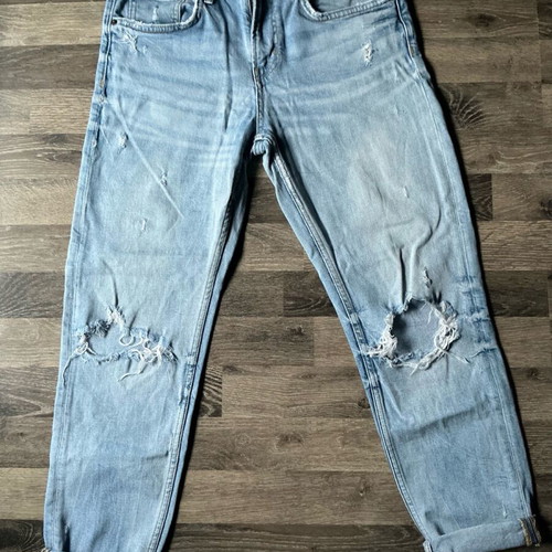 Zara jeans size 38 used, light blue ripped denim