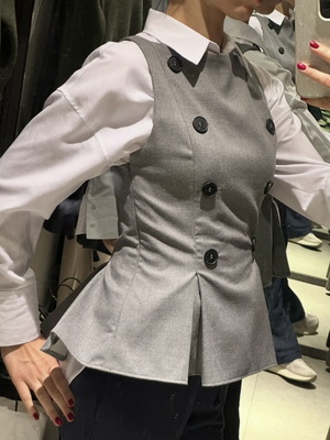 Zara Γκρι Έξυπνο Gillet Σαν Καινούργιο