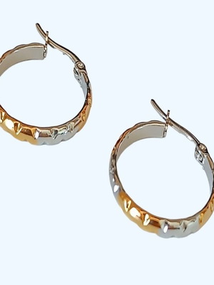 Χειροποίητα σκουλαρίκια κρίκος δίχρωμος (χρυσό-ασημί) ατσάλινα