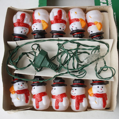 Christmas lights with snowmen vintage 1991 new