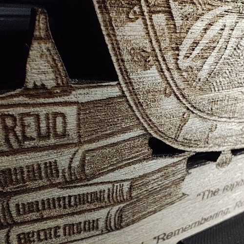 Engraved wooden Sigmund Freud stand new