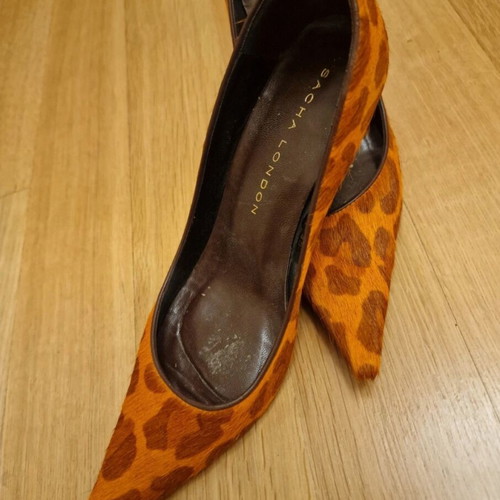 Sasha London women's leather orange-brown pump used, size 40