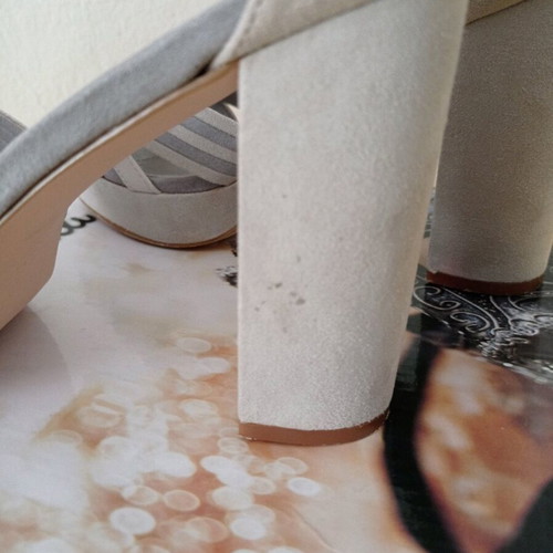 High-heeled sandals used, gray, size 37, 10cm heel