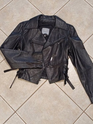 Grigio leather jacket used, size S, black