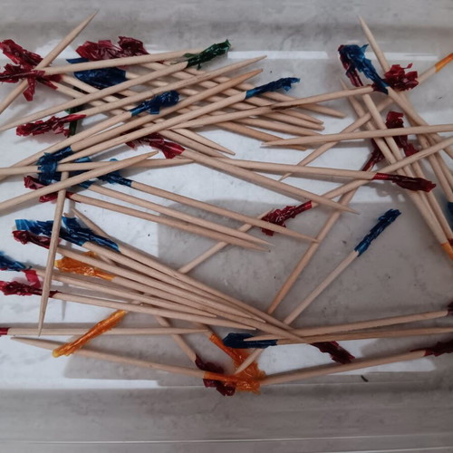Colored sandwich toothpicks like new, pack of 40 and wooden 49