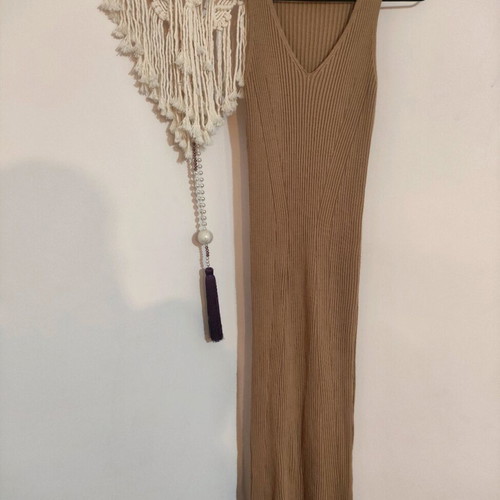 Long dress set with matching cardigan like new, beige