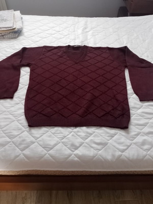 Men's sweater burgundy size L, like new, 50% merino wool 50% acrylic