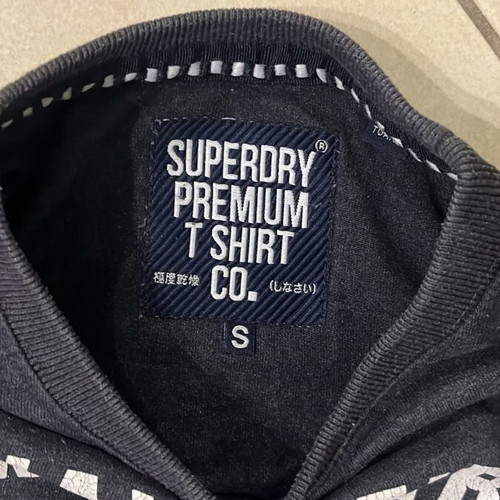 Superdry Premium T-Shirt, black, size S, motorcycle equipment print