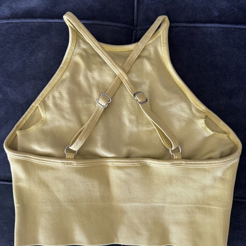 Bo+tee halter neck sports bra like new, yellow, size XS