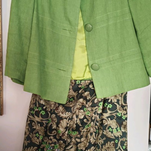Jacket and skirt used, linen and silk with embroidery