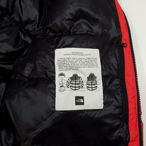The North Face 1992 Nuptse 700 Down jacket like new, M-L, red and black