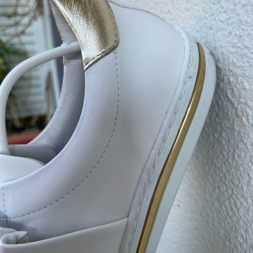 Mania white sneakers like new with gold details, size 38