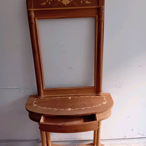 Console and mirror set new, handmade solid Greek walnut