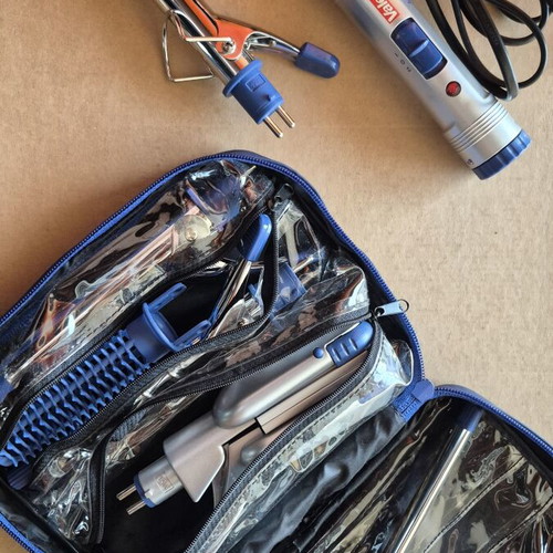 Hair styling set with case, mainly for curls