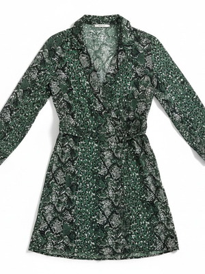 Sissy-Boy Green Animal Print Wrap Dress Size S like new