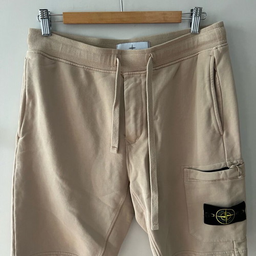 Stone Island Logo Garment-Dyed Cotton Jersey Shorts Size M like new, beige