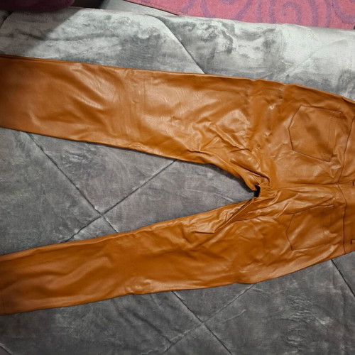 Camel faux leather pants like new, brown, size S