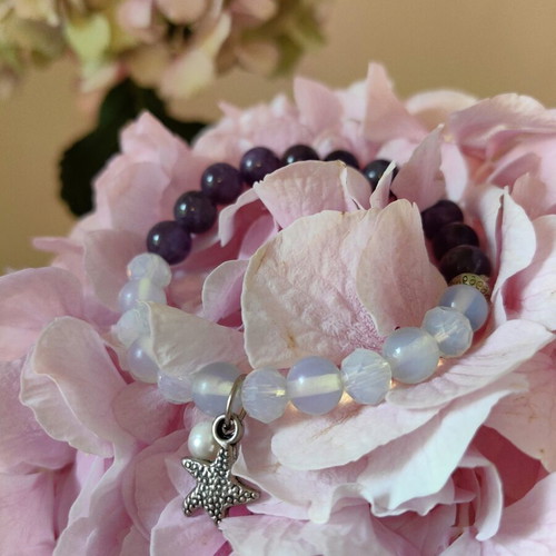 Moonstone bracelet, Pisces zodiac sign, natural stone